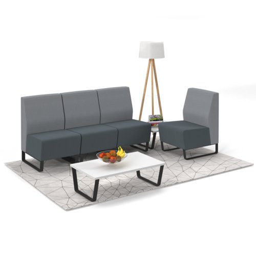 Encore modular large coffee table with black sled frame - white
