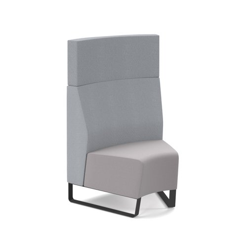 Encore² modular single seater concave high back sofa with no arms and black sled frame - forecast grey seat with late grey back