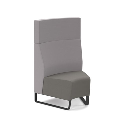 Encore² modular single seater concave high back sofa with no arms and black sled frame - present grey seat with forecast grey back