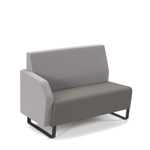 Encore² modular double seater low back sofa with right hand arm and sled frame
