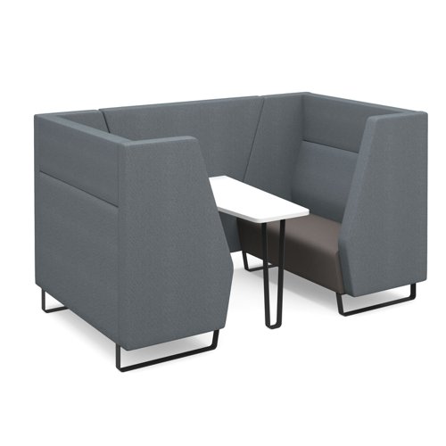 Encore high back 4 person meeting booth with table and black sled frame - made to order