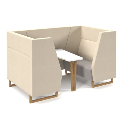 Encore high back 4 person meeting booth with table and wooden sled frame - made to order
