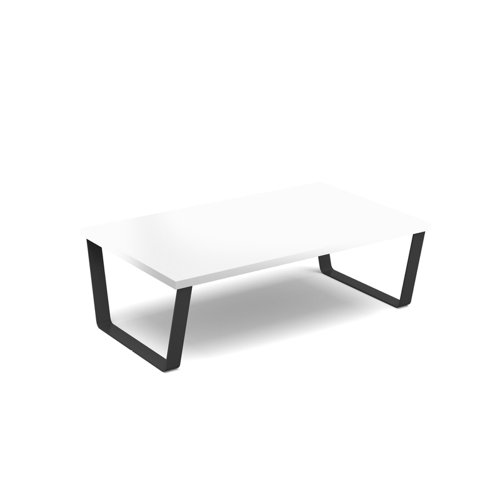 Encore² modular large coffee table with black sled frame - white