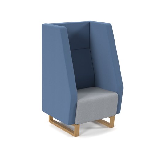 Encore High Back Sofa 1 Seater Wooden Oak Frame Late Grey/Range Blue ENC01H-WF-LG-RB