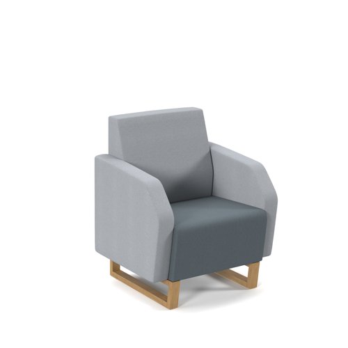 Encore Low Back Sofa 1 Seater Wooden Oak Frame Elapse Grey/Late Grey ENC01L-WF-EG-LG