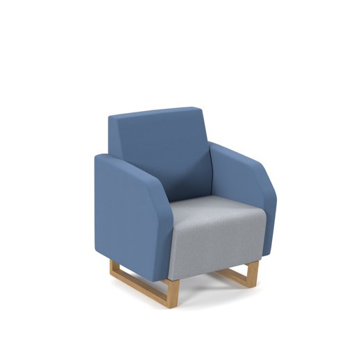Encore Low Back Sofa 1 Seater Wooden Oak Frame Late Grey/Range Blue ENC01L-WF-LG-RB