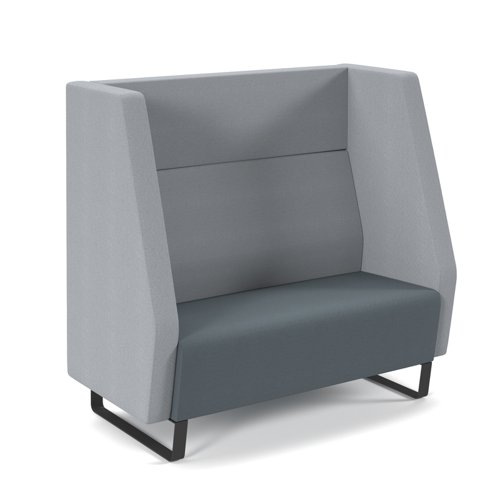 Encore high back 2 seater sofa 1200mm wide with black sled frame - elapse grey seat with late grey back and arms