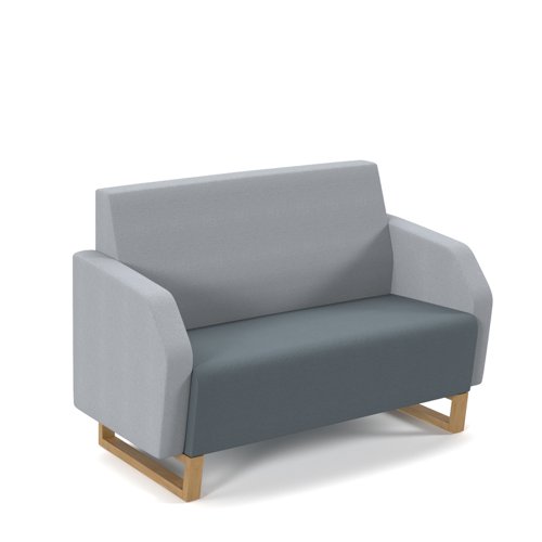 Encore Low Back Sofa 2 Seater Wooden Oak Frame Elapse Grey/Late Grey ENC02L-WF-EG-LG