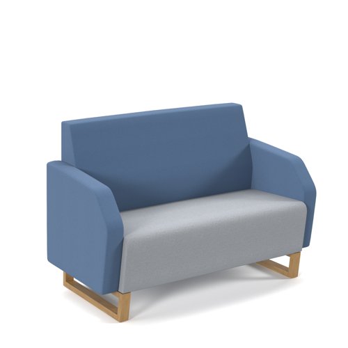Encore Low Back Sofa 2 Seater Wooden Oak Frame Late Grey/Range Blue ENC02L-WF-LG-RB