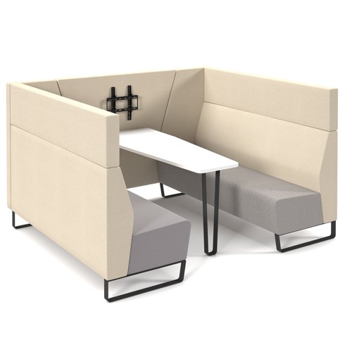 Encore Open Meeting Booth 6 Seater Black Metal Frame Made To Order ENCOP-POD06-MF