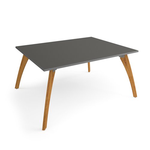 Enable worktable 1600mm x 1600mm deep with four solid oak legs - onyx grey