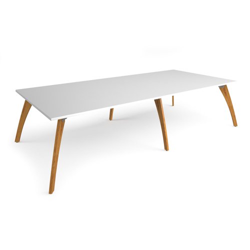 Enable worktable 3200mm x 1600mm deep with six solid oak legs - white Meeting Tables ENT32-16-WH