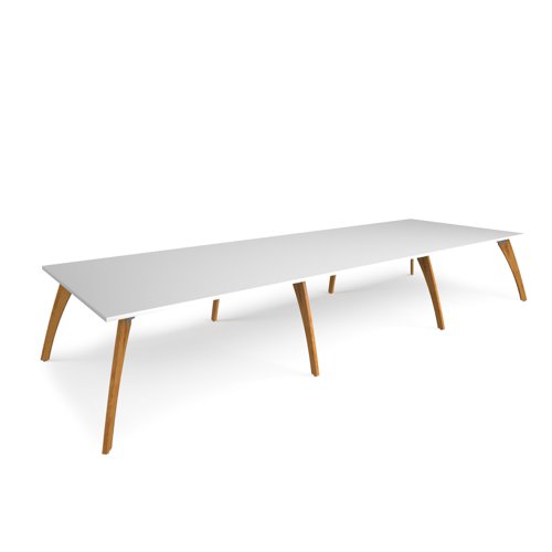 Enable worktable 4800mm x 1600mm deep with eight solid oak legs - white Meeting Tables ENT48-16-WH