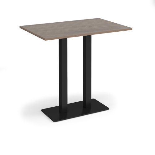 Eros rectangular poseur table with flat black rectangular base and twin uprights 1200mm x 800mm - barcelona walnut