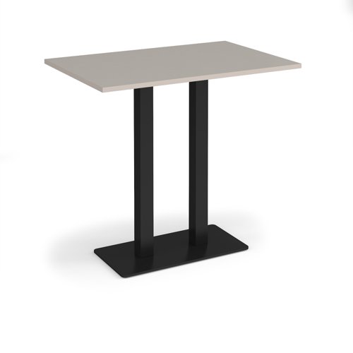 Eros rectangular poseur table with flat black rectangular base and twin uprights 1200mm x 800mm - Light Grey