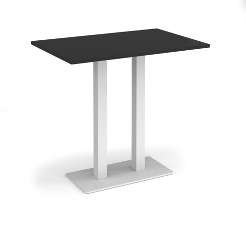 Eros rectangular poseur table with flat white rectangular base and twin uprights 1200mm x 800mm - Black