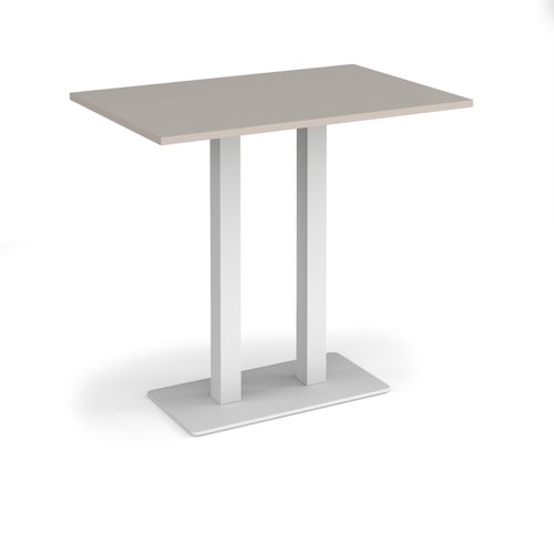 Eros rectangular poseur table with flat white rectangular base and twin uprights 1200mm x 800mm - Light Grey