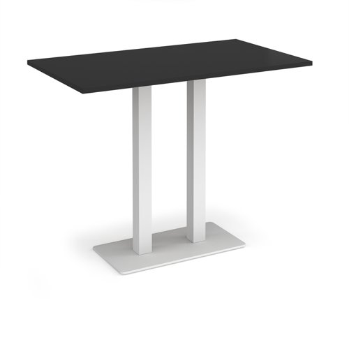 Eros rectangular poseur table with flat white rectangular base and twin uprights 1400mm x 800mm -Black