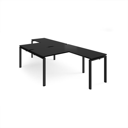 Adapt back to back desks 1400mm x 1600mm with 800mm return desks - black frame, black top