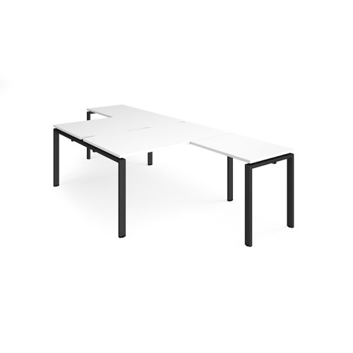 Adapt back to back desks 1400mm x 1600mm with 800mm return desks - black frame, white top