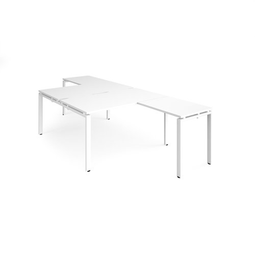 Adapt back to back desks 1400mm x 1600mm with 800mm return desks - white frame, white top
