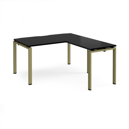 Adapt desk 1400mm x 800mm with 800mm return desk - green frame, black top