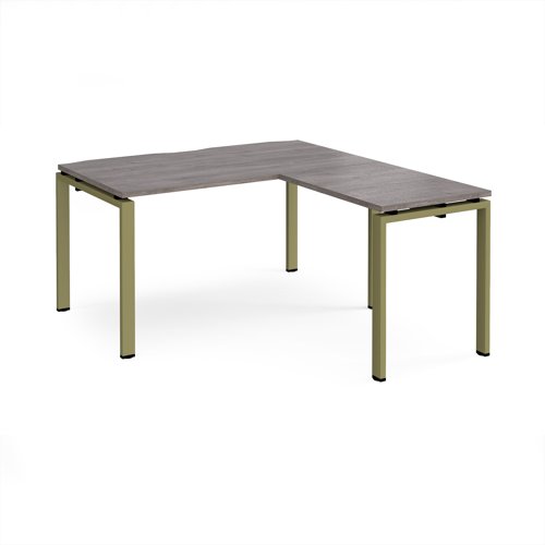 Adapt desk 1400mm x 800mm with 800mm return desk - green frame, grey oak top