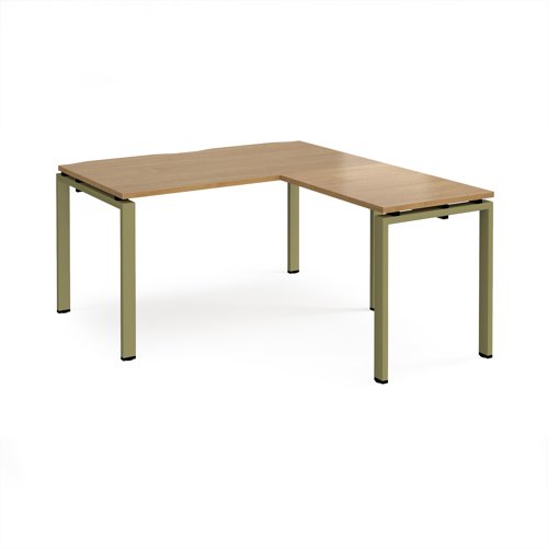 Adapt desk 1400mm x 800mm with 800mm return desk - green frame, oak top