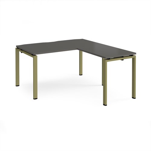 Adapt desk 1400mm x 800mm with 800mm return desk - green frame, storm grey top