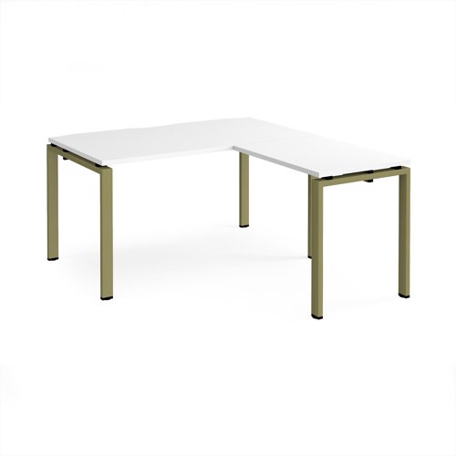 Adapt desk 1400mm x 800mm with 800mm return desk - green frame, white top