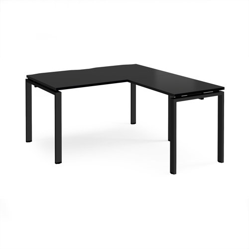 Adapt desk 1400mm x 800mm with 800mm return desk - black frame, black top