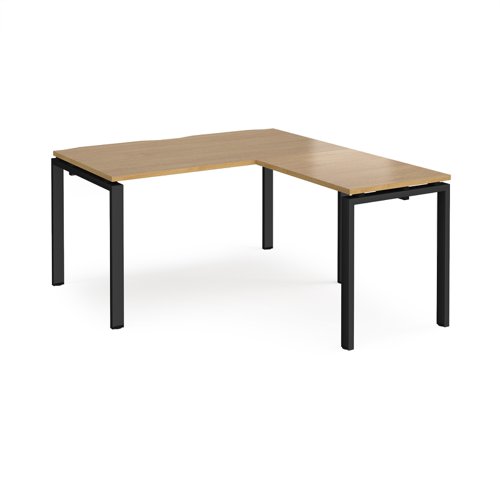 Adapt desk 1400mm x 800mm with 800mm return desk - black frame, oak top