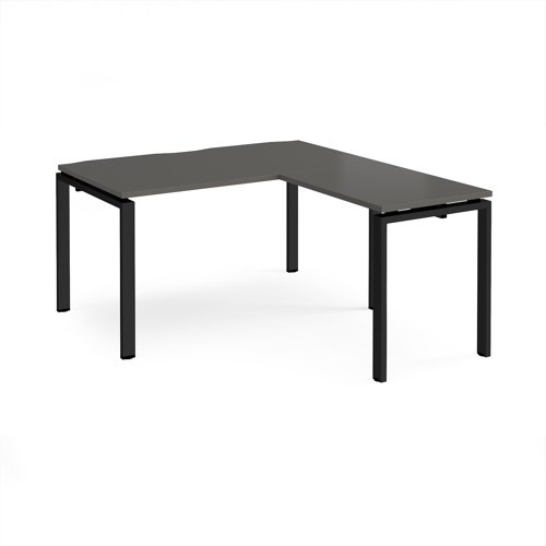 Adapt desk 1400mm x 800mm with 800mm return desk - black frame, storm grey top