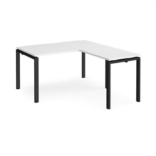 Adapt desk 1400mm x 800mm with 800mm return desk - black frame, white top
