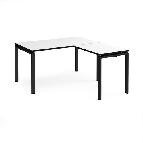 Adapt desk 1400mm x 800mm with 800mm return desk - black frame, white top, black edge
