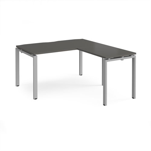 Adapt desk 1400mm x 800mm with 800mm return desk - silver frame, storm grey top