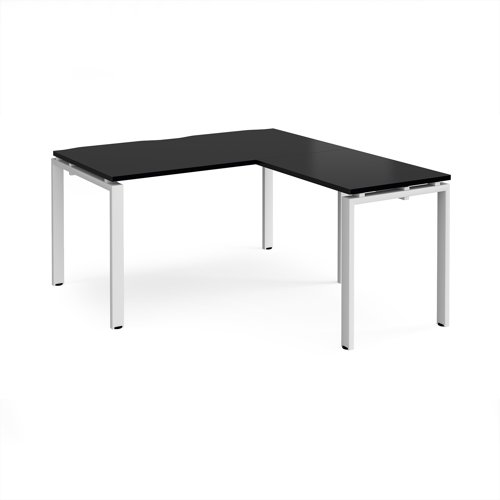 Adapt desk 1400mm x 800mm with 800mm return desk - white frame, black top