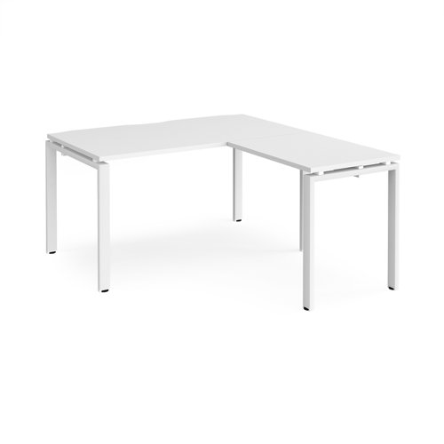 Adapt desk 1400mm x 800mm with 800mm return desk - white frame, white top