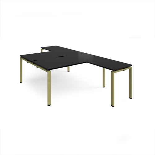 Adapt back to back desks 1600mm x 1600mm with 800mm return desks - green frame, black top