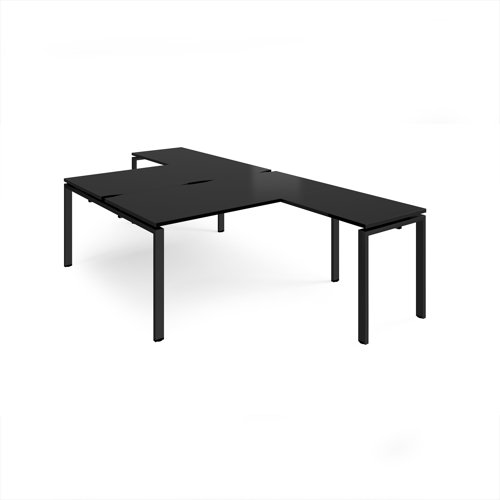 Adapt back to back desks 1600mm x 1600mm with 800mm return desks - black frame, black top