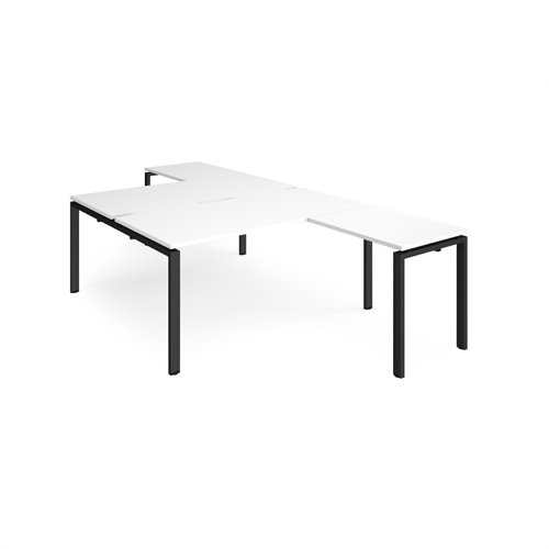 Adapt back to back desks 1600mm x 1600mm with 800mm return desks - black frame, white top