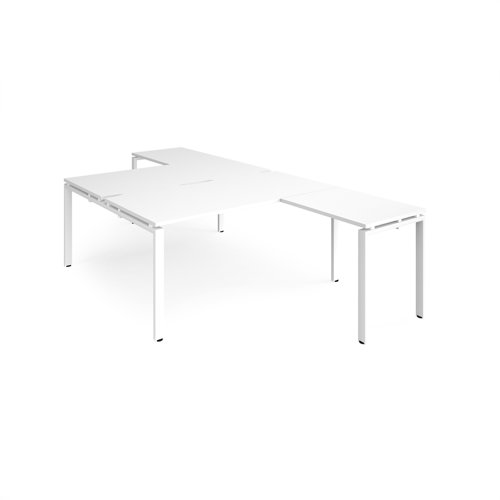 Adapt back to back desks 1600mm x 1600mm with 800mm return desks - white frame, white top