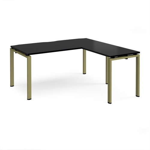 Adapt desk 1600mm x 800mm with 800mm return desk - green frame, black top