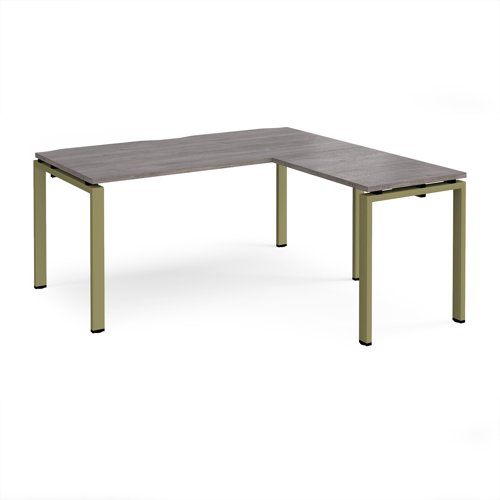 Adapt desk 1600mm x 800mm with 800mm return desk - green frame, grey oak top