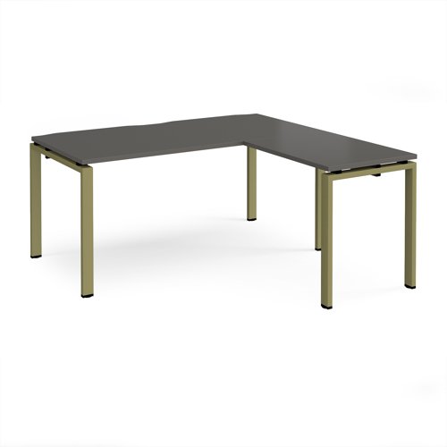 Adapt desk 1600mm x 800mm with 800mm return desk - green frame, storm grey top