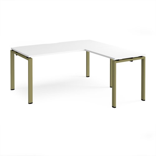 Adapt desk 1600mm x 800mm with 800mm return desk - green frame, white top