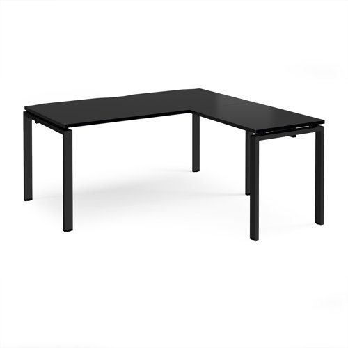 Adapt desk 1600mm x 800mm with 800mm return desk - black frame, black top
