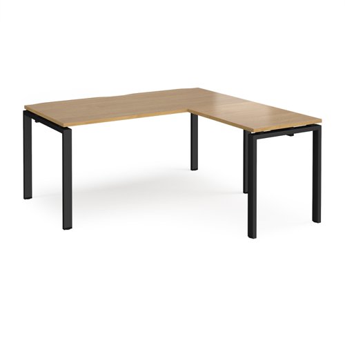 Adapt desk 1600mm x 800mm with 800mm return desk - black frame, oak top