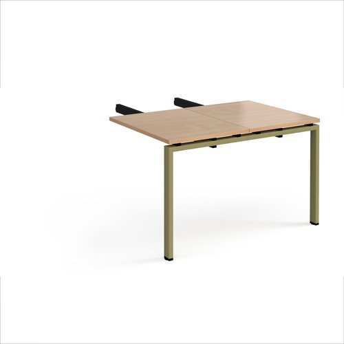 Adapt add on unit double return desk 800mm x 1200mm - green frame, beech top
