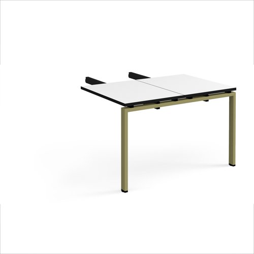 Adapt add on unit double return desk 800mm x 1200mm - green frame, white top, black edge